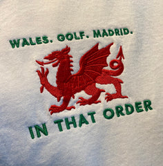 WALES. GOLF. MADRID. T-SHIRT